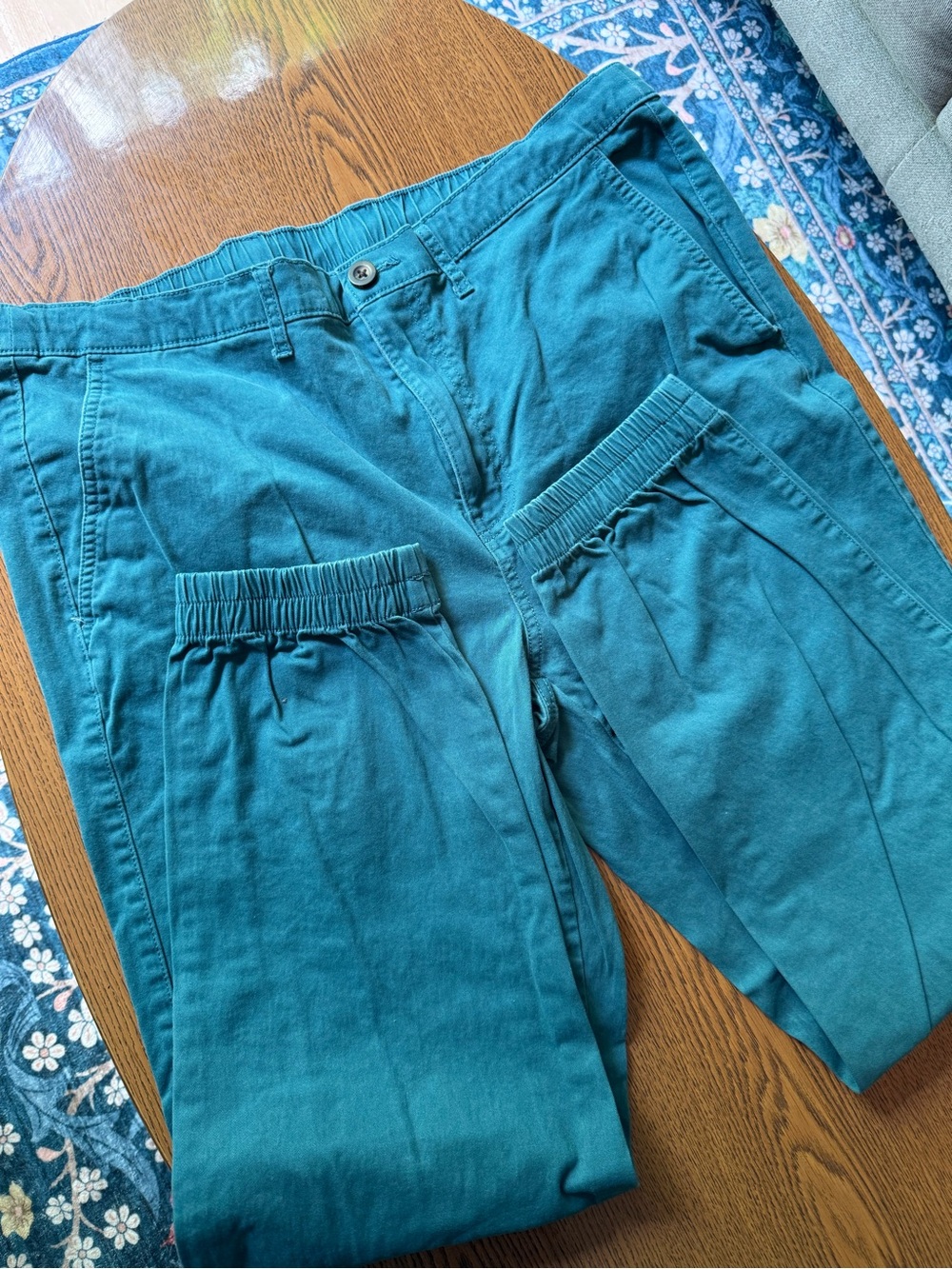 Teal Elastic waist Jogger Chinos